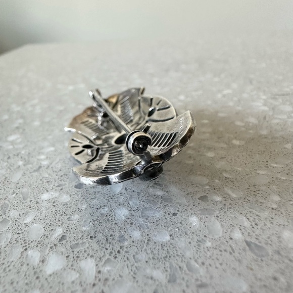 Art Deco Sterling Silver Natural Amethyst & Marcasite Brooch Stamped Makers Mark - Picture 8 of 11